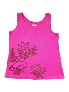 Basic Editions Hot Pink Ribbed Graphic Tank Top